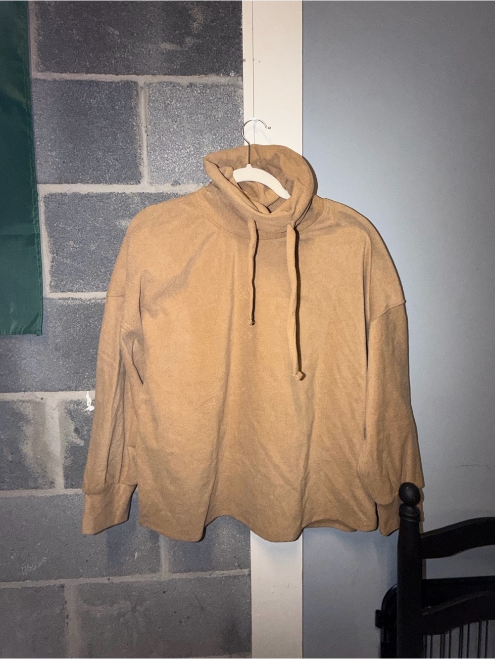 Cozy Funnel Neck Hoodie in Camel - Women